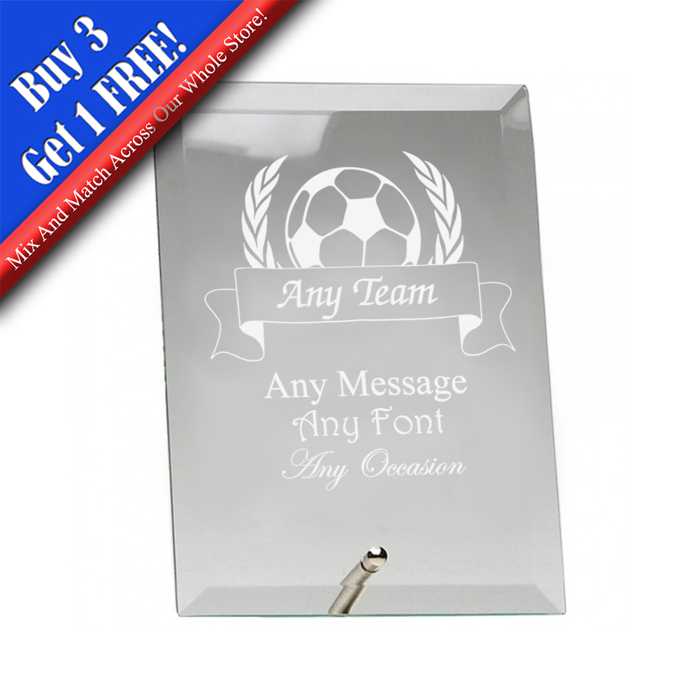 Personalised Engraved Sports Award Football Trophy Gift Boxed Various Glasses 