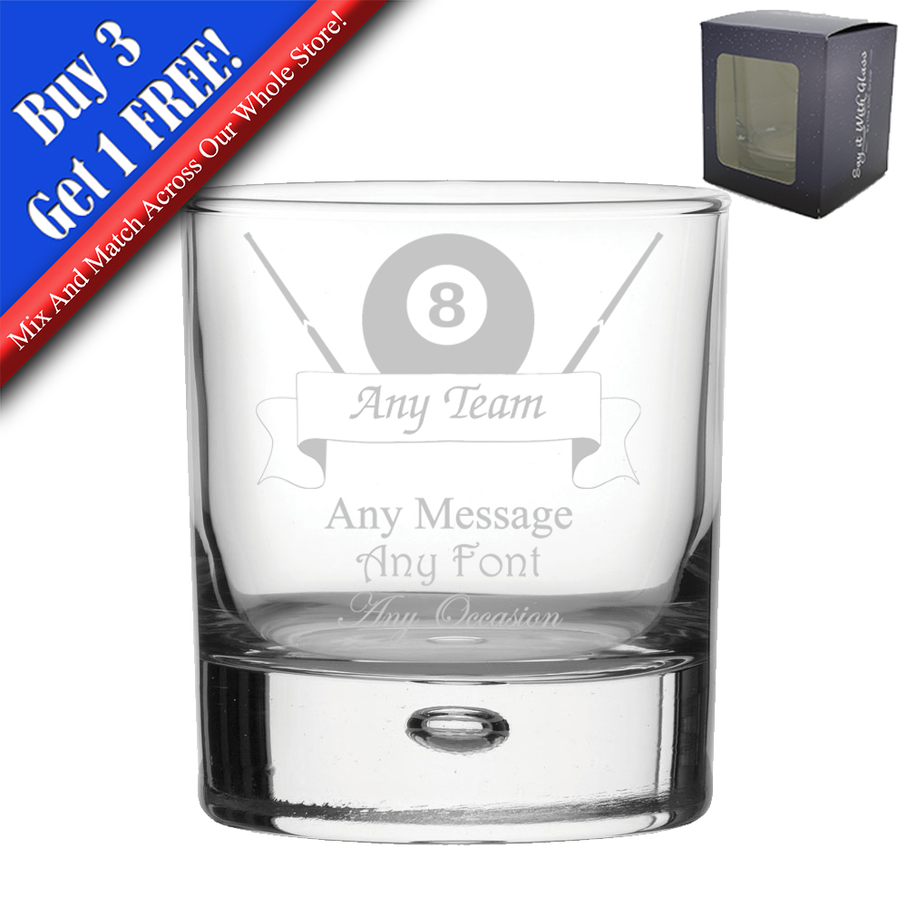Various Glasses Personalised Engraved Sports Award Pool Trophy Gift Boxed 